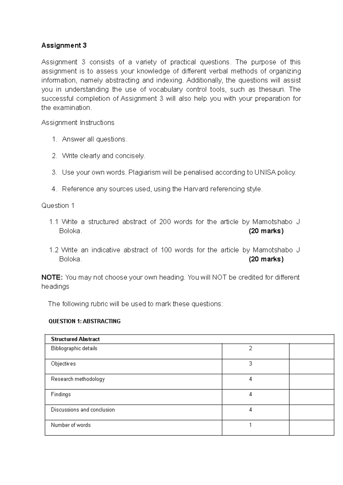 Assignment 3: Verbal Methods of Organizing Info & Abstracting - Studocu