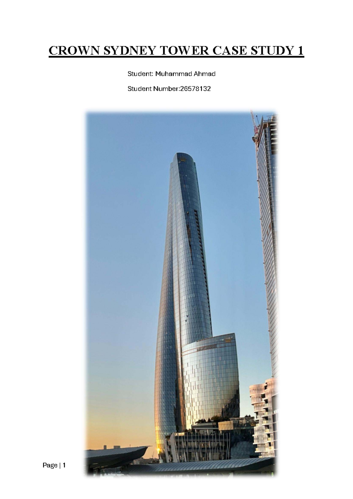 Crown Sydney Tower Case Study 1: An In-Depth Analysis - Studocu