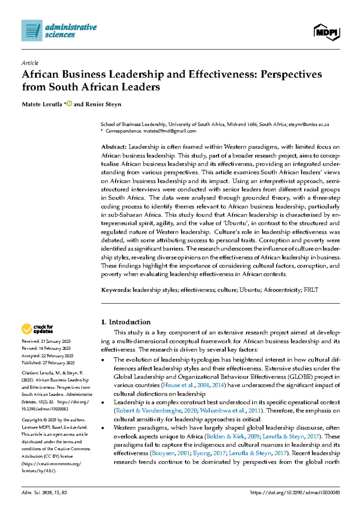 Admsci 15: African Business Leadership Insights from South African ...