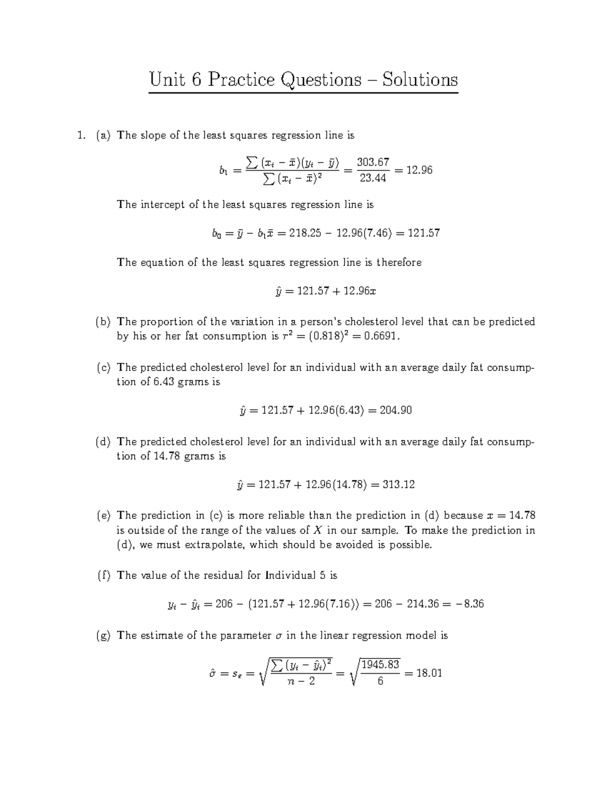 Unit 6 Solutions - Assignment 6 solution to problems from unit 6 - Unit ...
