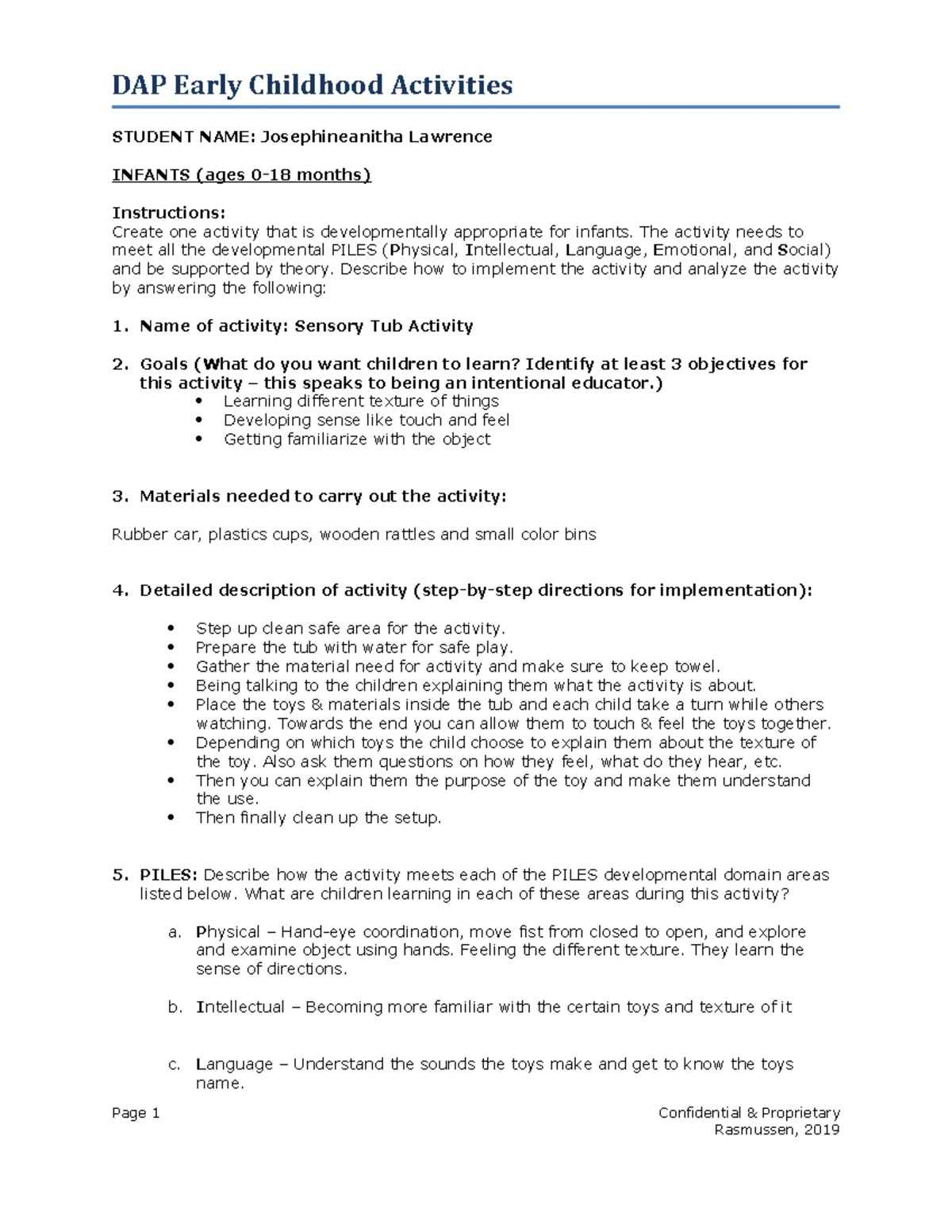 EC200/EEC2613 Reflection & Activity Plan by Angela Dentz - Studocu