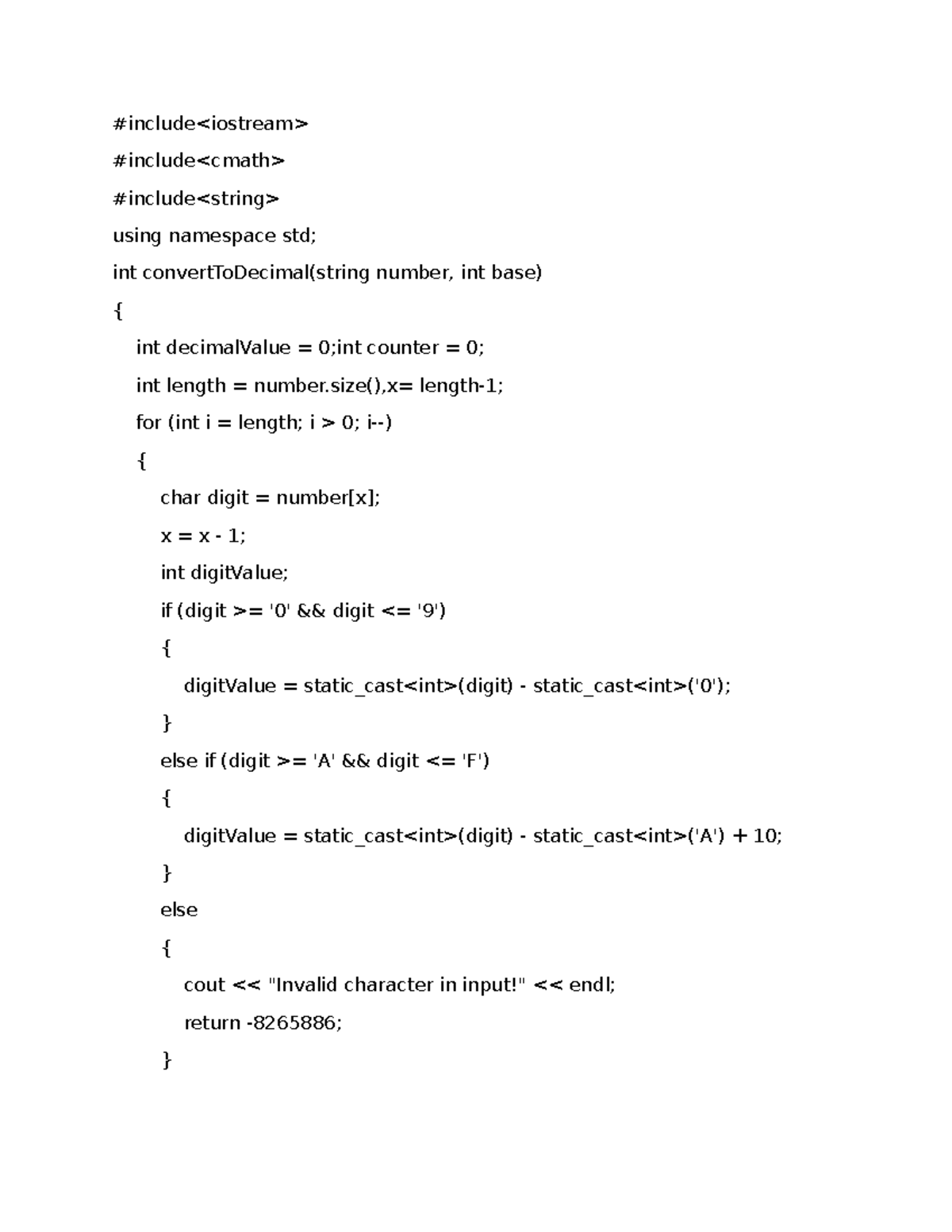 Any Base To Decimal C++ code - #include #include #include - Studocu