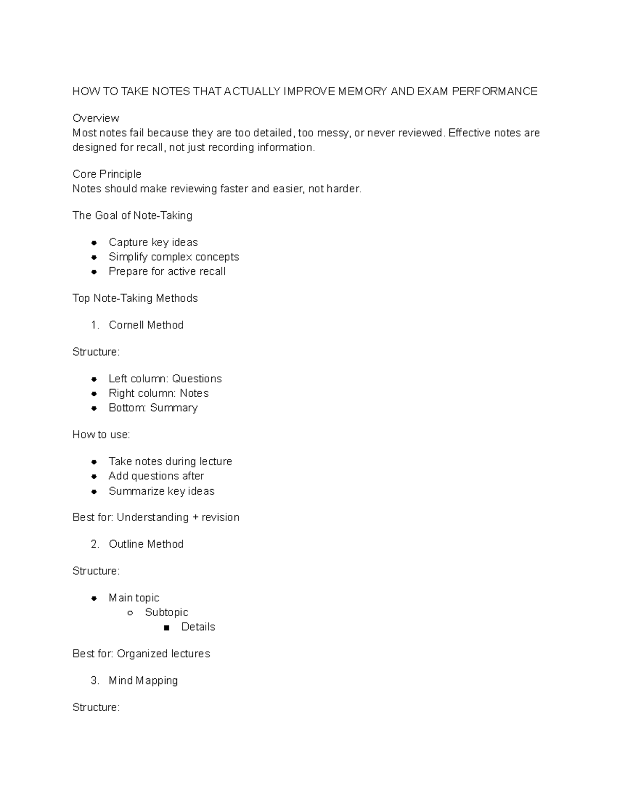 Effective Note-Taking Strategies for Improved Memory and Exam ...