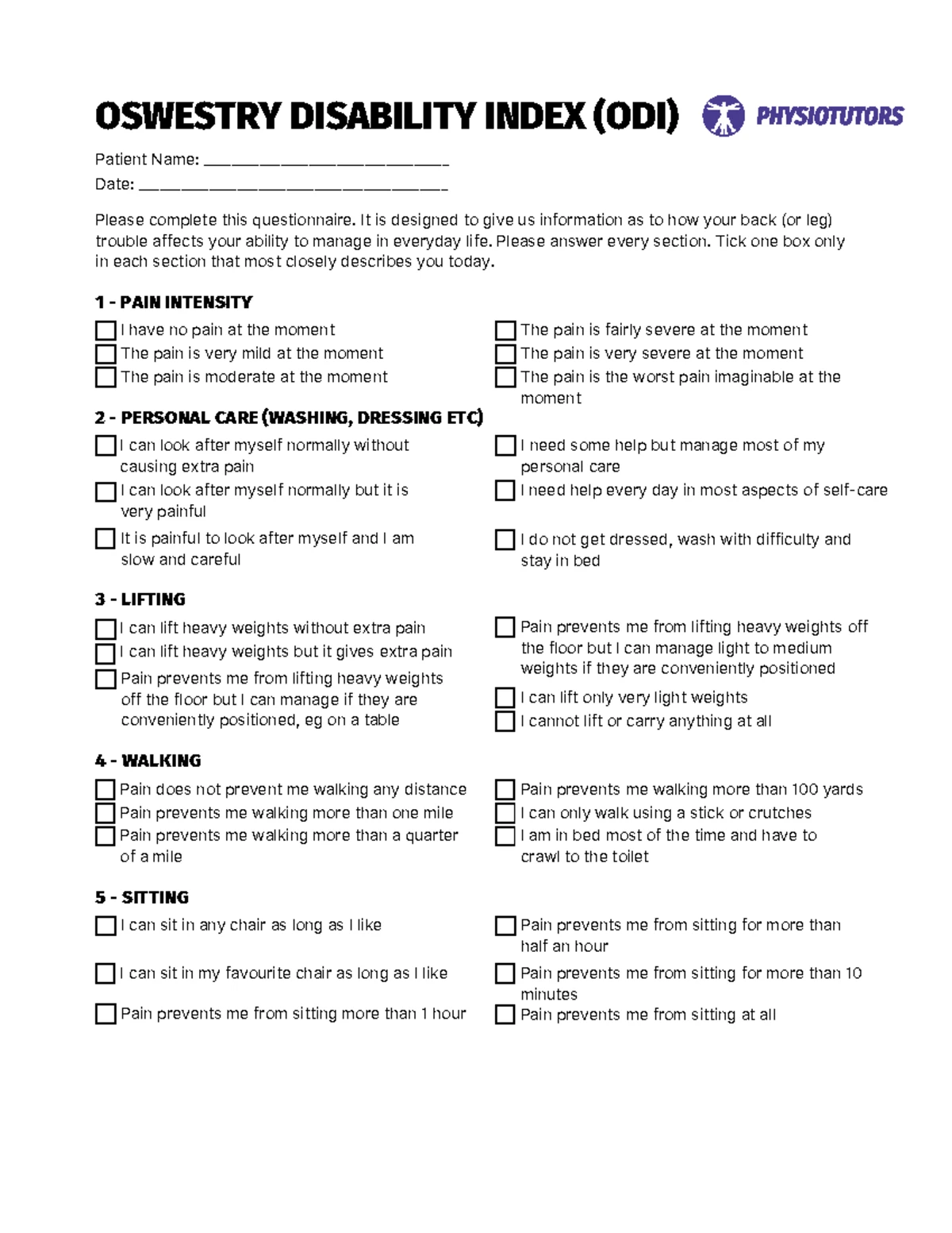 1 HOOS HIP SURVEY: Functional Evaluation Questionnaire - Studocu