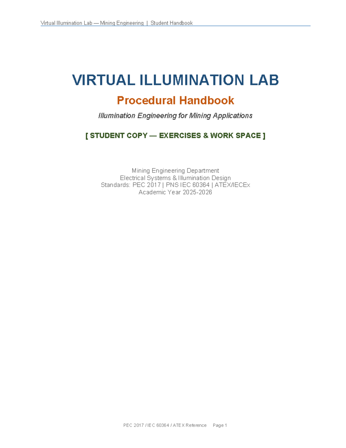 AEM-1 Final Exam: Virtual Illumination Lab Handbook for Mining ...