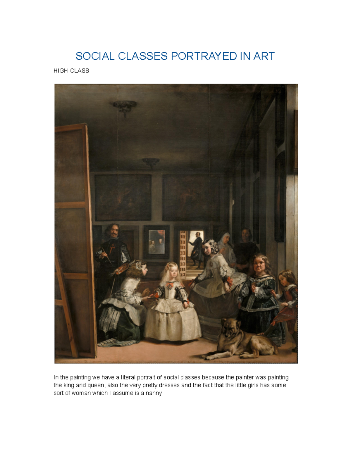 Social classes portrayed - SOCIAL CLASSES PORTRAYED IN ART HIGH CLASS ...