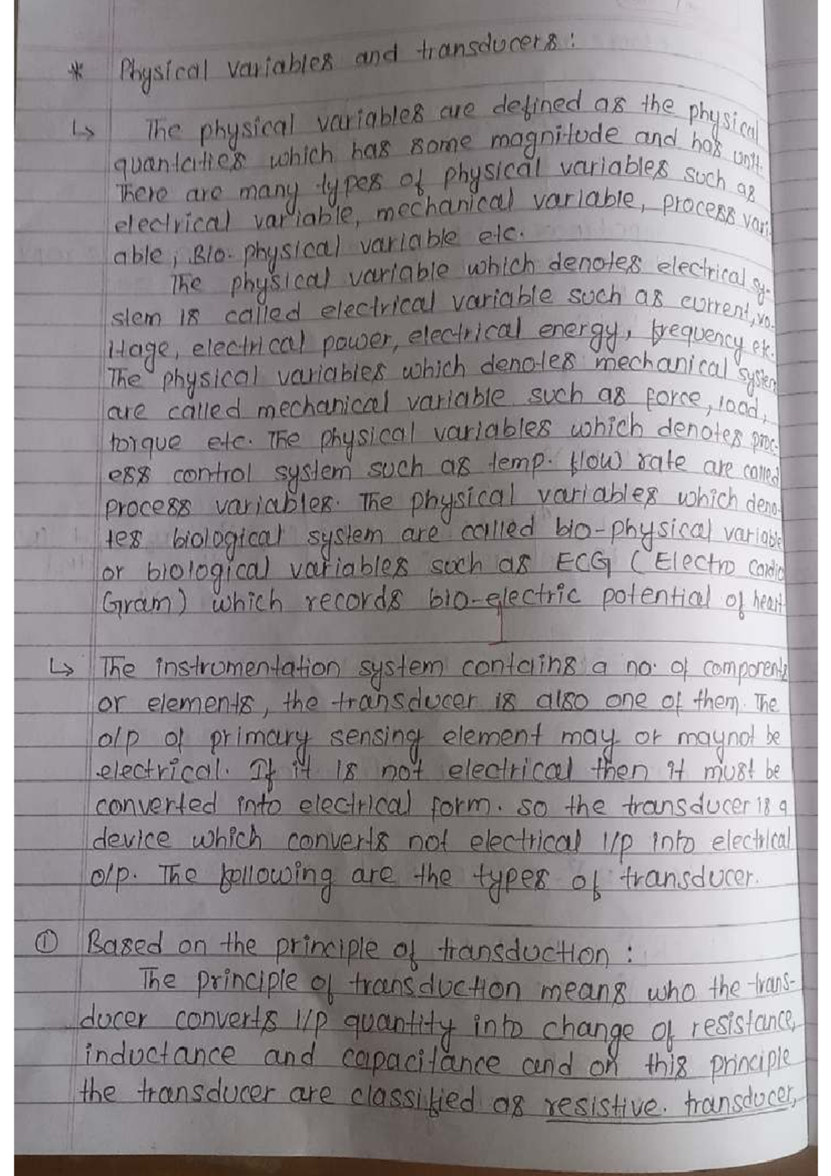 INS 1 - Lecture Notes on Transducers and Measurement Principles - Studocu