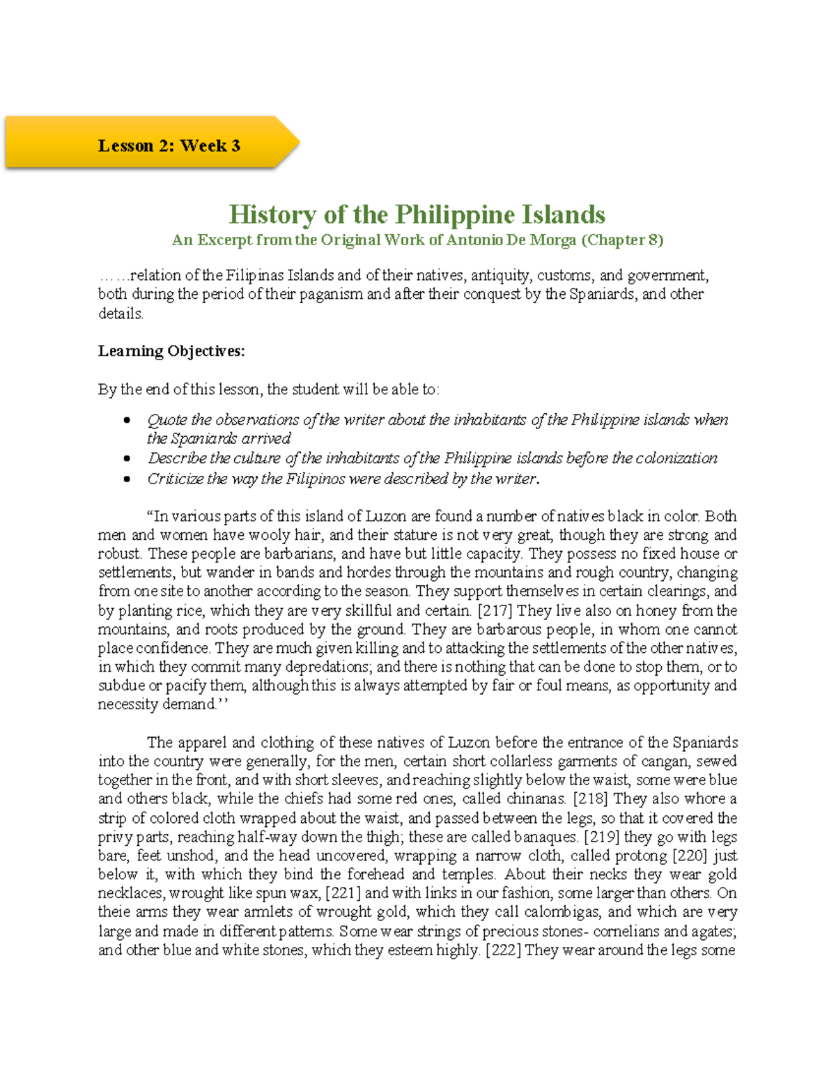 Module 2 - Historical Overview of the Philippine Islands and Culture ...