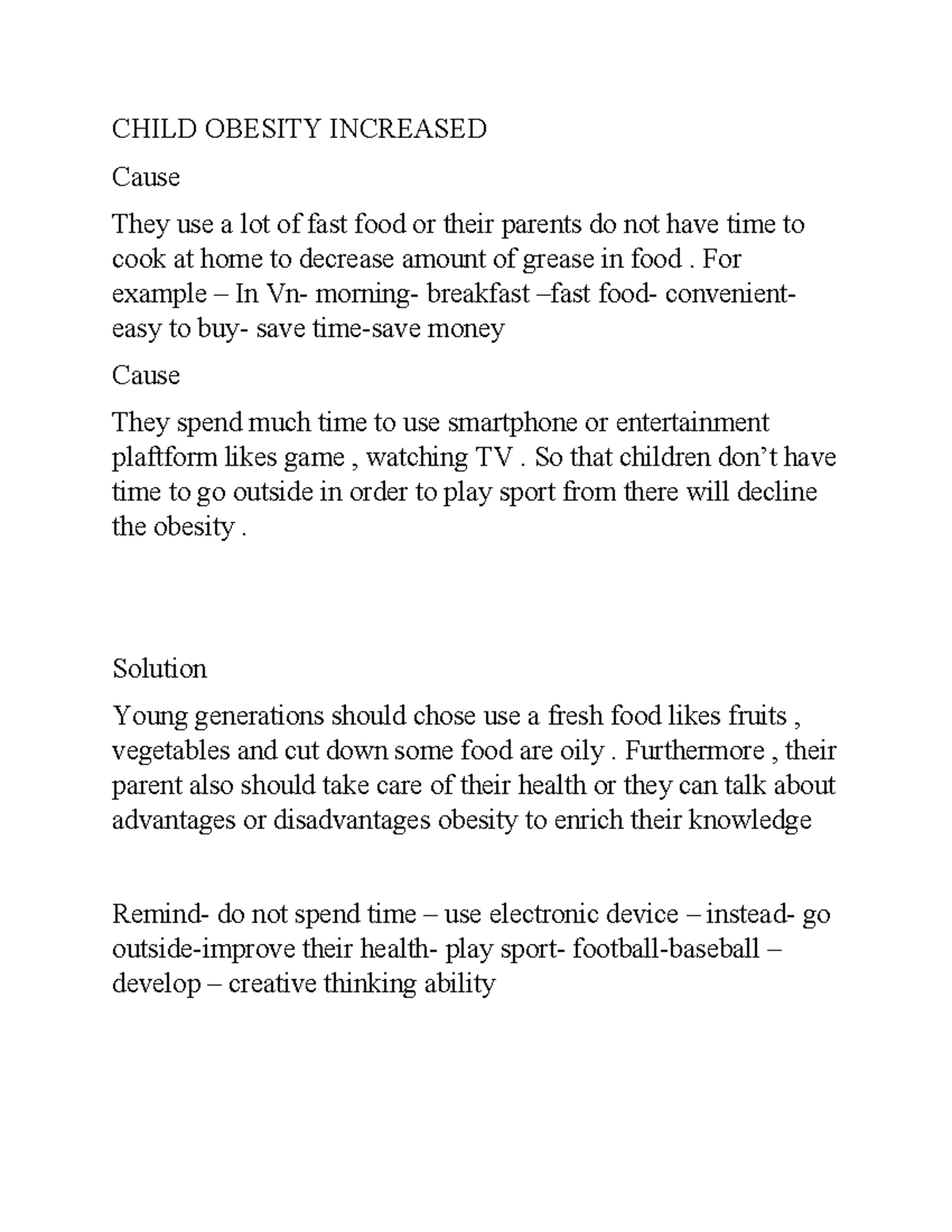 Ca2 Essay Notes: Understanding Childhood Obesity Causes & Solutions ...