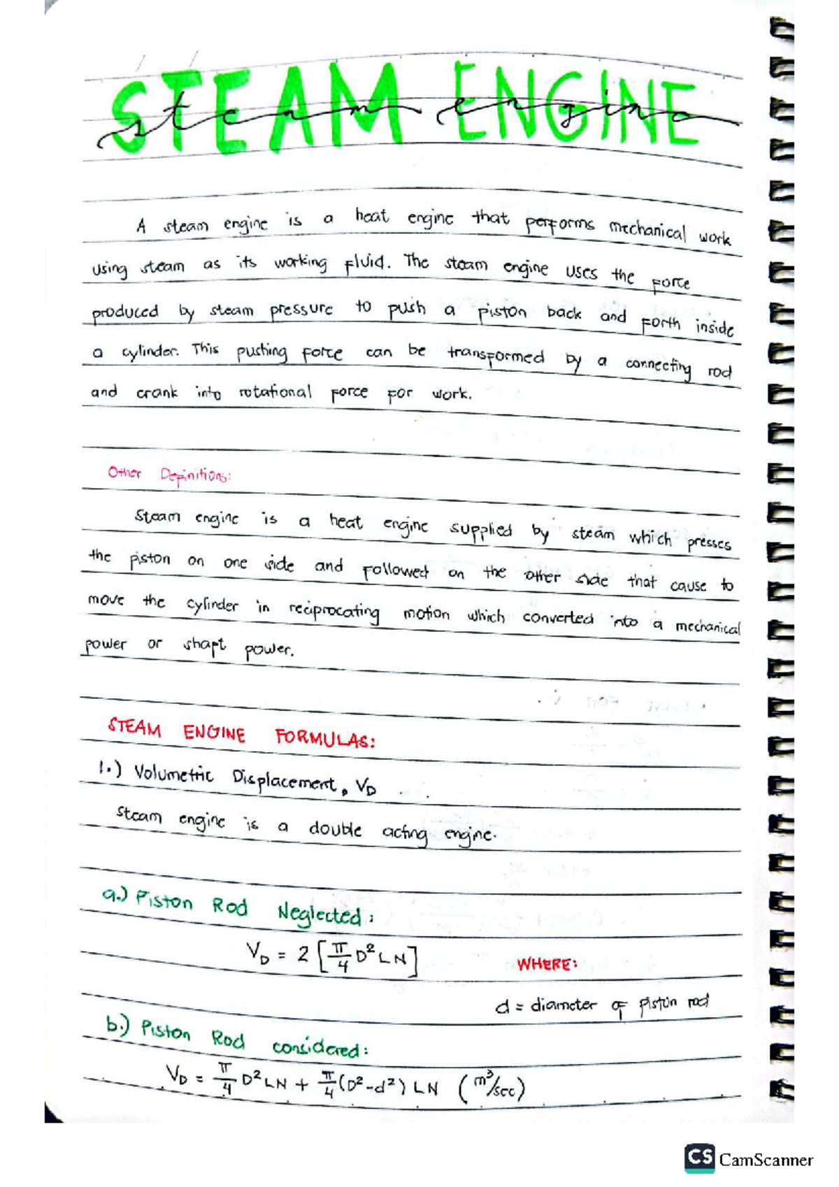 Steam Engine (PPE) - Comprehensive Lesson Notes and Formulas - Studocu