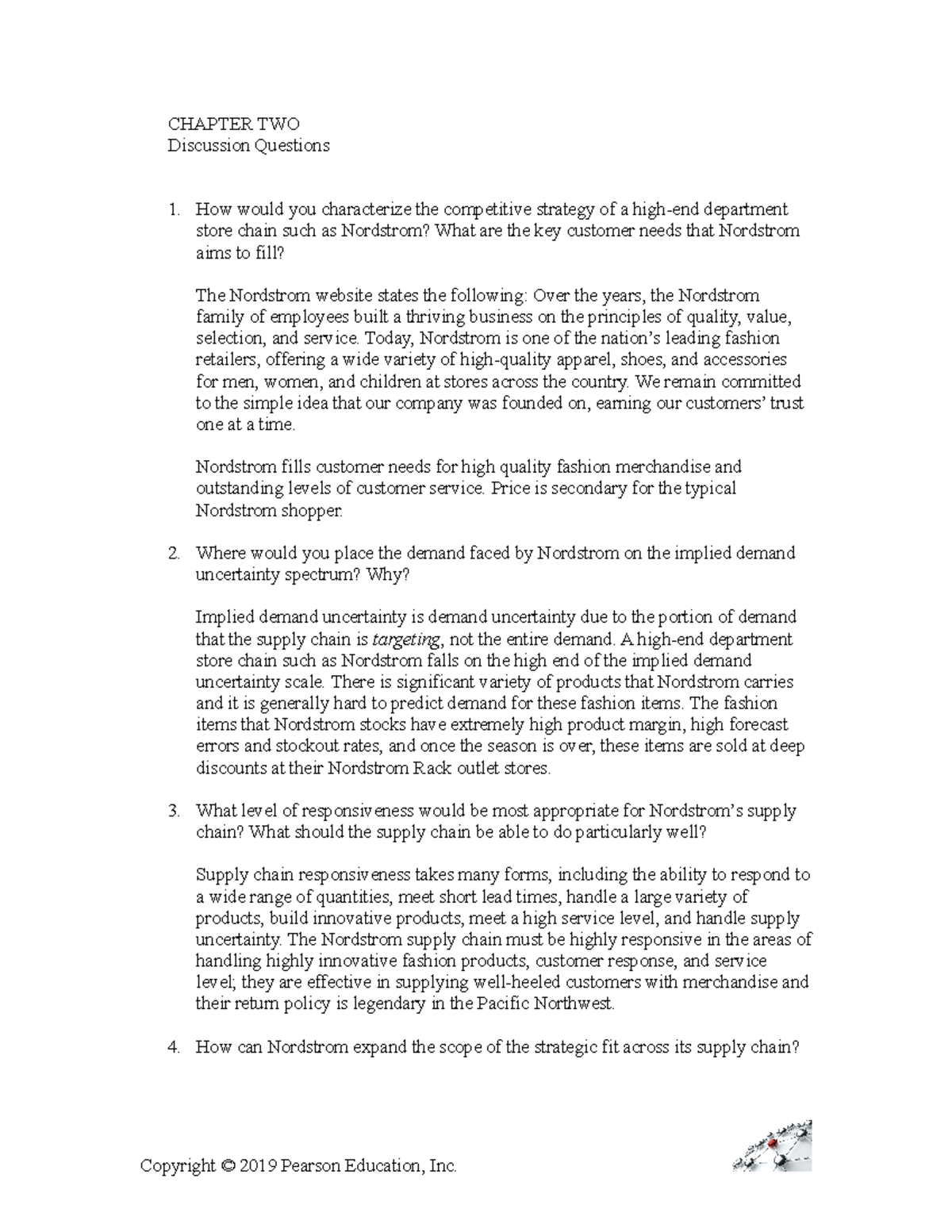 SM CH2 - Supply Chain Strategy Insights for Nordstrom - Studocu