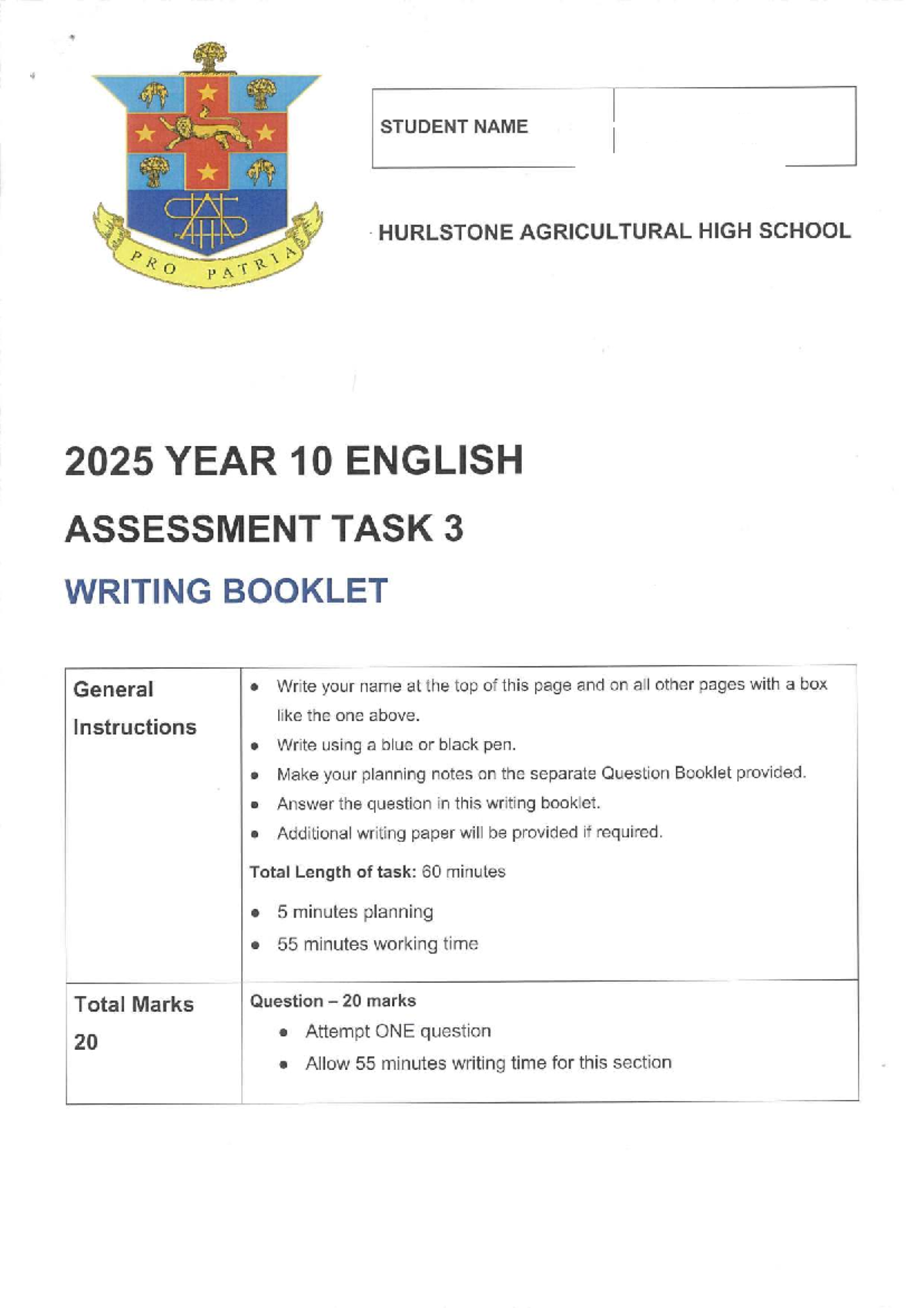 Year 10 English Assessment Task 3: Imaginative Writing Sample - Studocu