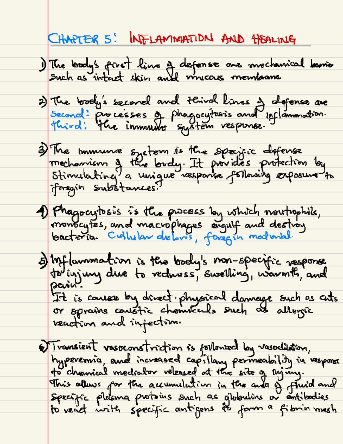 Patho Study Guide: Inflammation & Healing - Chapter 5 Review - Studocu