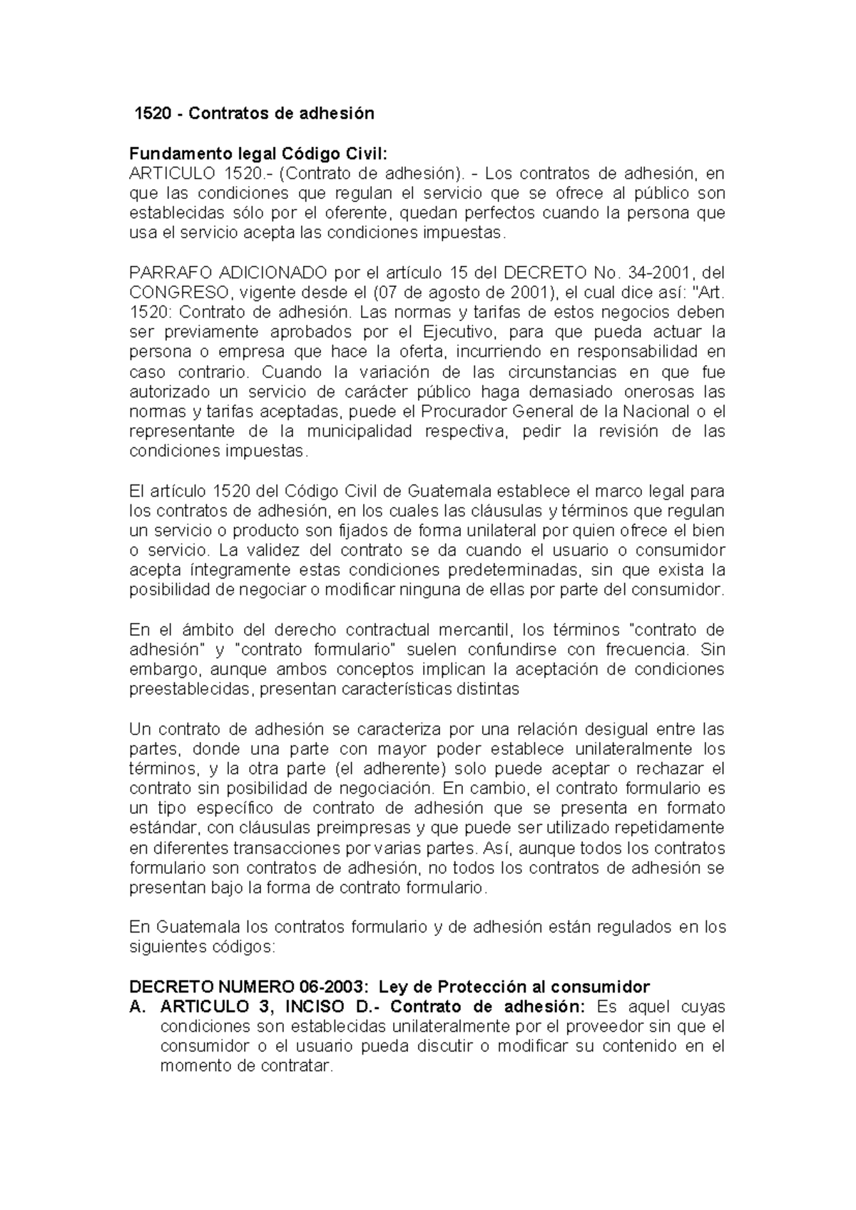 1520 Contratos de Adhesión: Fundamento Legal y Regulaciones en ...