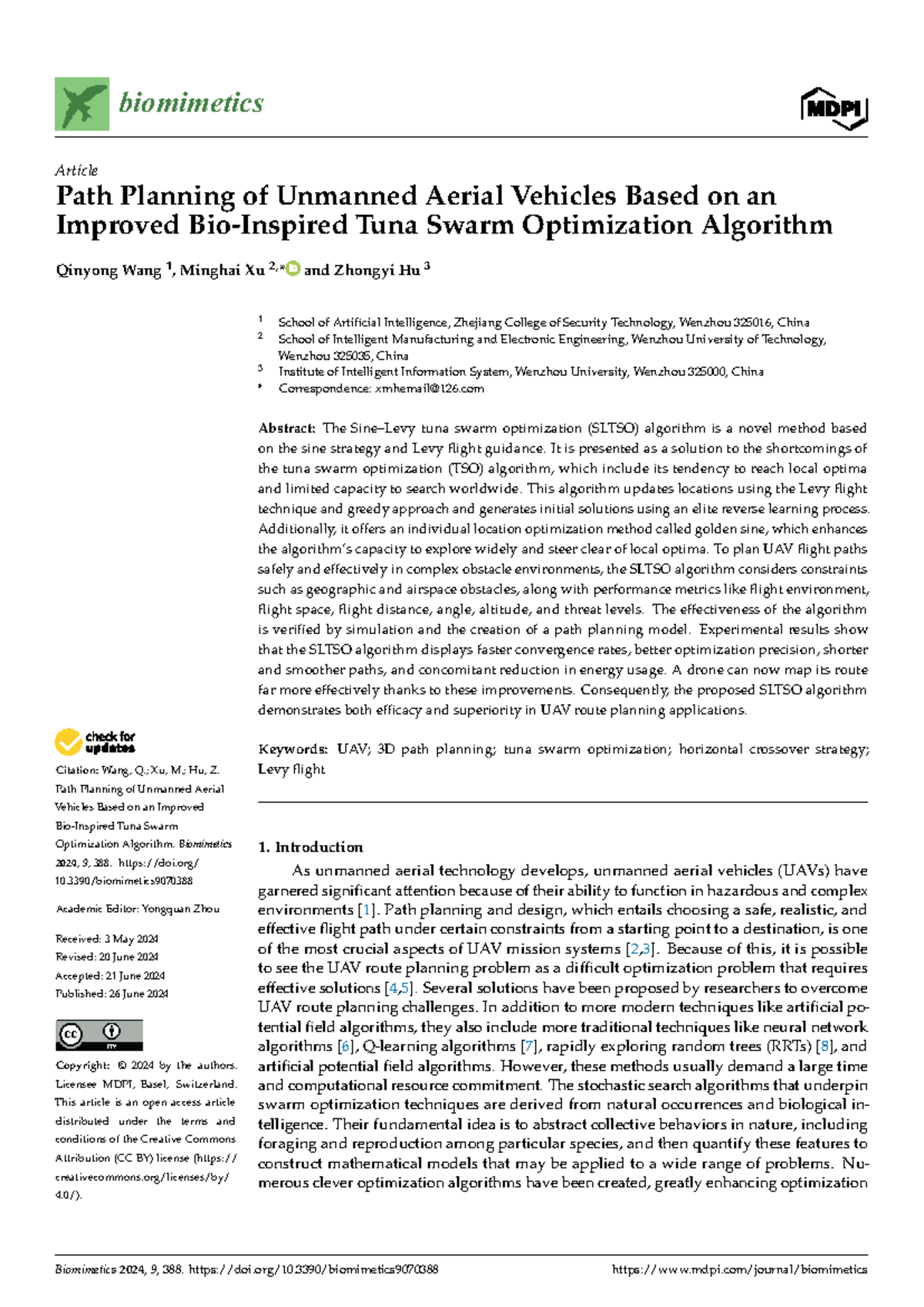 Path Planning of UAVs Using Improved Tuna Swarm Optimization Algorithm ...