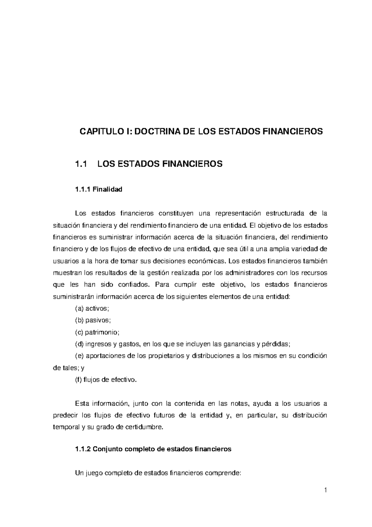 CAPITULO I: DOCTRINA DE LOS ESTADOS FINANCIEROS Y ANÁLISIS FINANCIERO ...