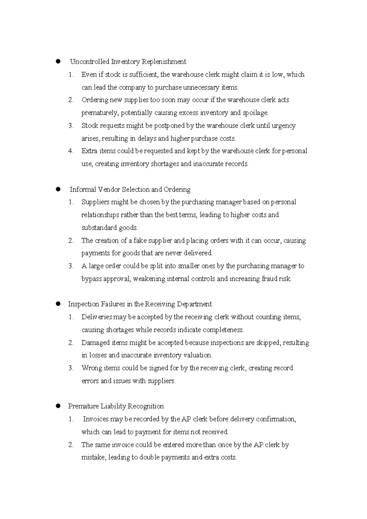 AIS-Risk Identification: Issues in Inventory & Supplier Management ...