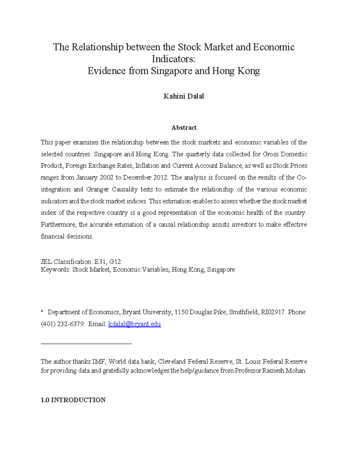 The Relationship Between Stock Markets & Economic Indicators (ECO 303 ...