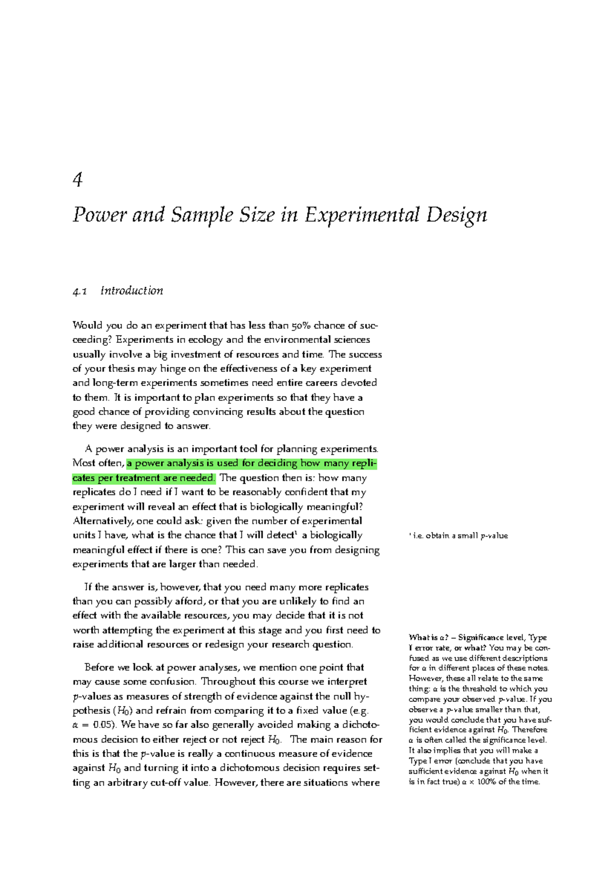 ED 4 Power Analysis in Experimental Design: Key Concepts and ...
