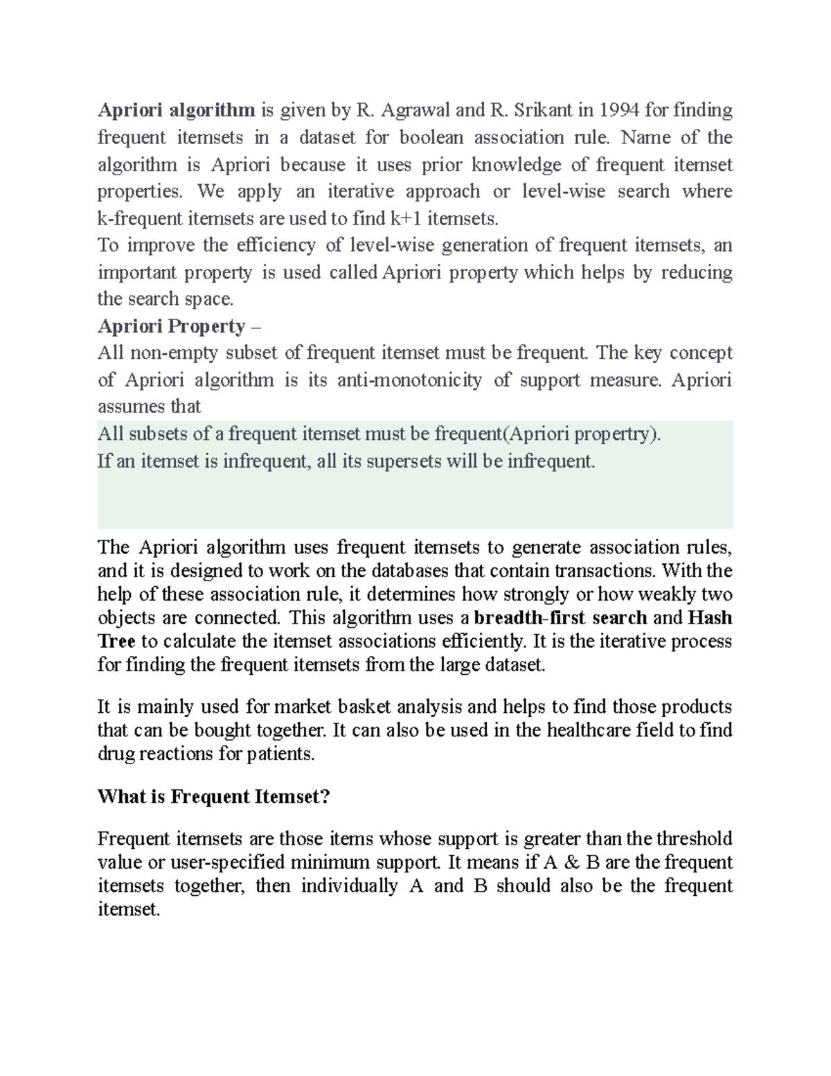 Apriori Algorithm Overview and Applications in Data Mining - Studocu