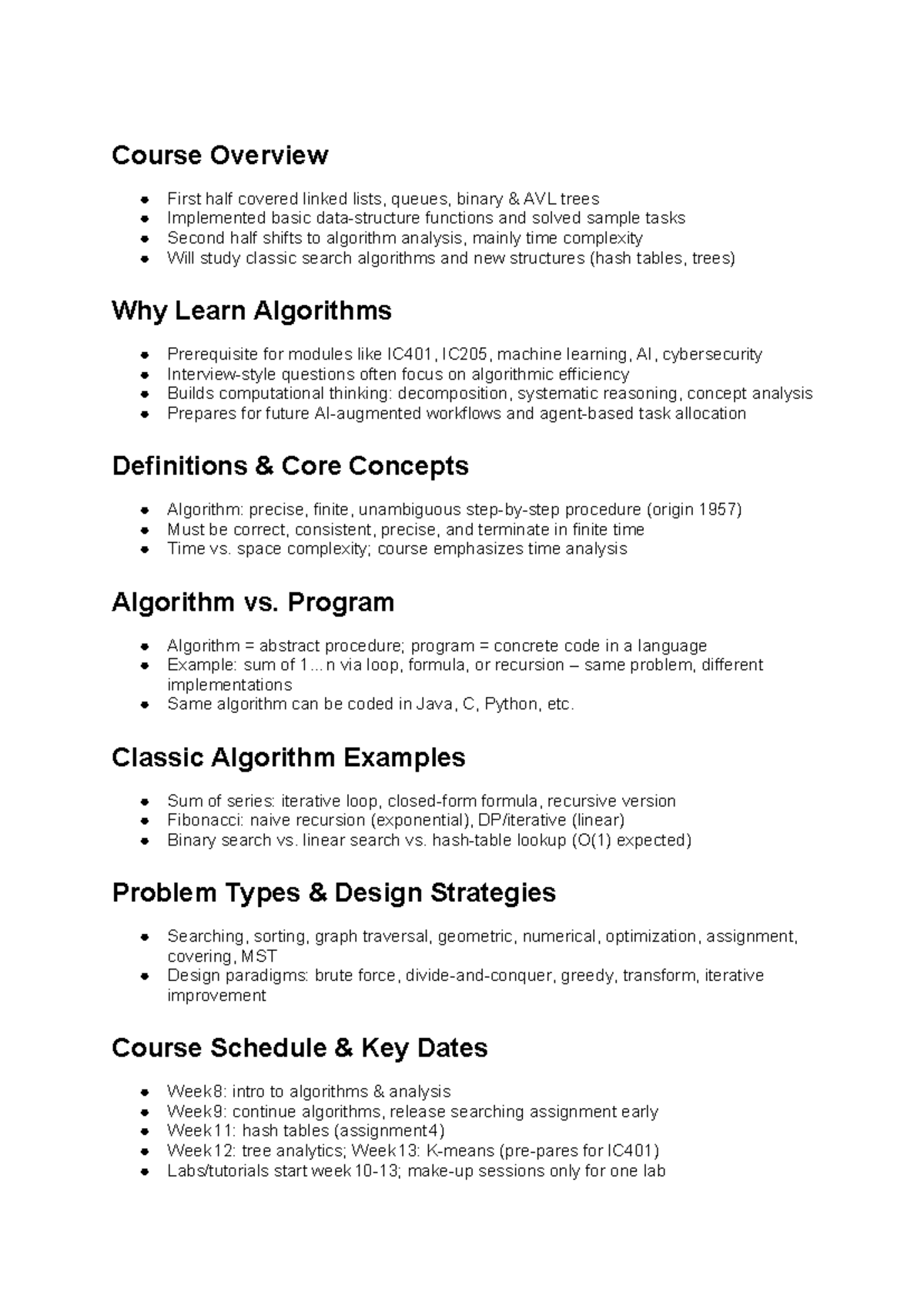 SC1007 C8 Algorithm Intro Lecture: Concepts & Course Overview - Studocu