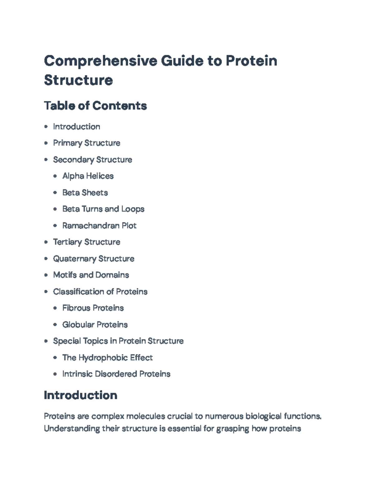 Comprehensive Guide to Protein Structure (BIO101) - Comprehensive Guide ...