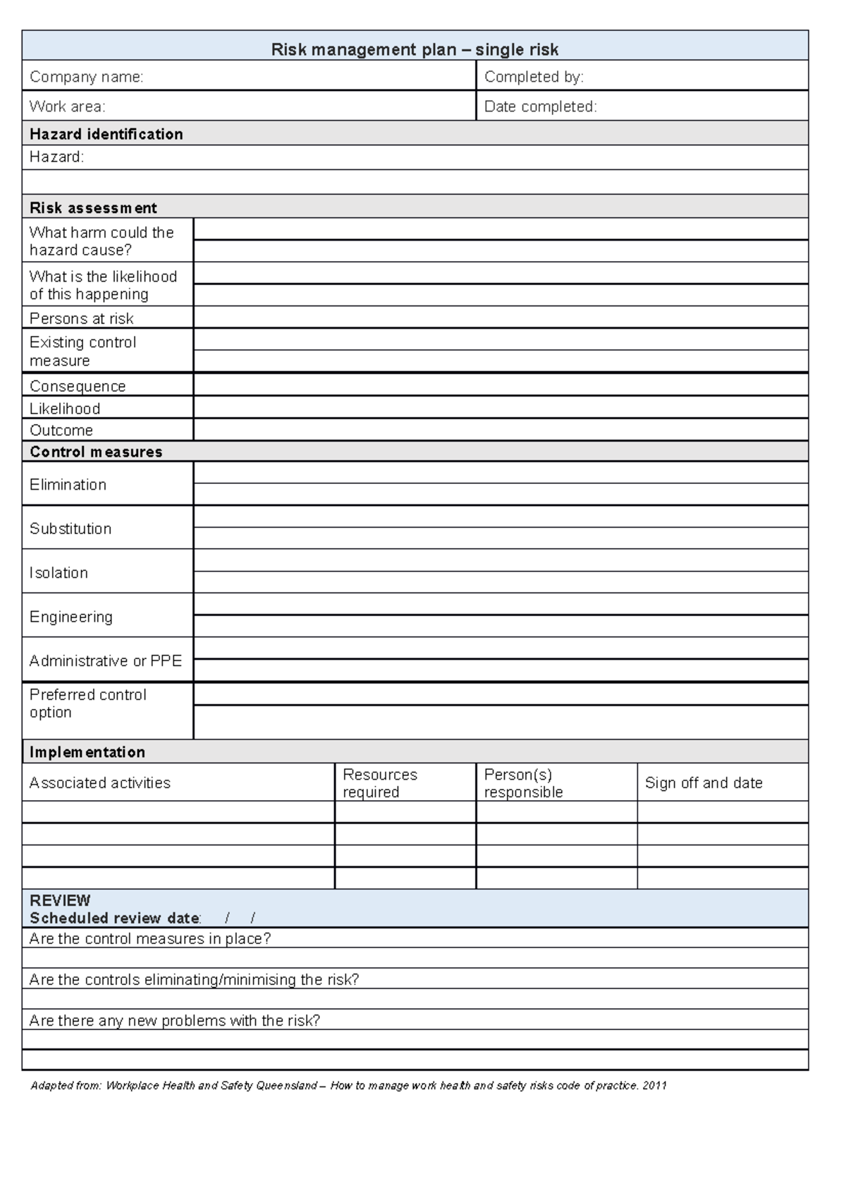 Hltwhs 004 - Task 4 - WHS Risk Management Plan & Assessment - Studocu
