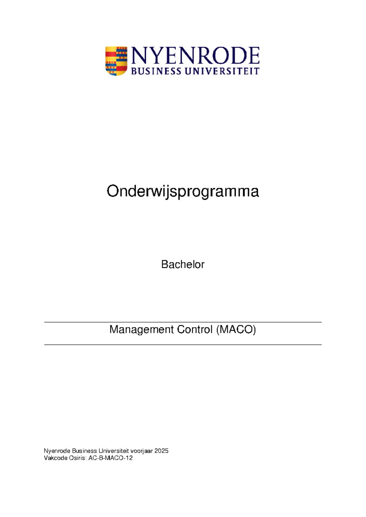 Onderwijsprogramma Management Control (MACO) voor voorjaar 2025 ...