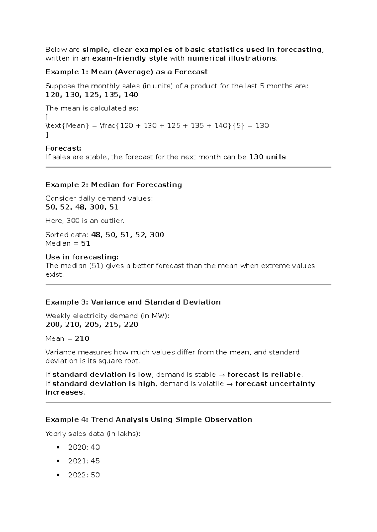 M - Material: Basic Statistics for Forecasting with Examples - Studocu