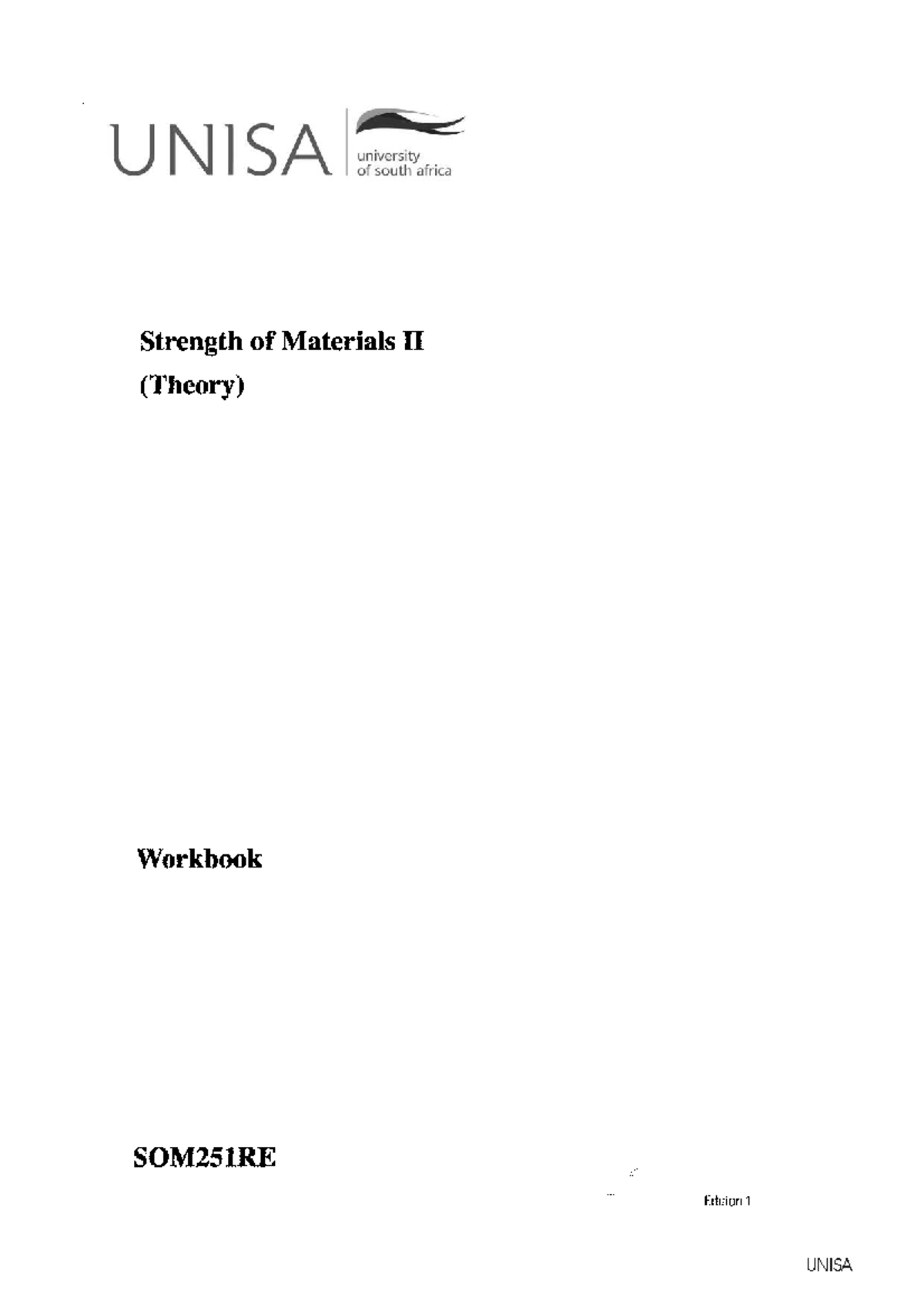 Strength of Materials II SOM251RE Workbook - Edition 1 - Studocu