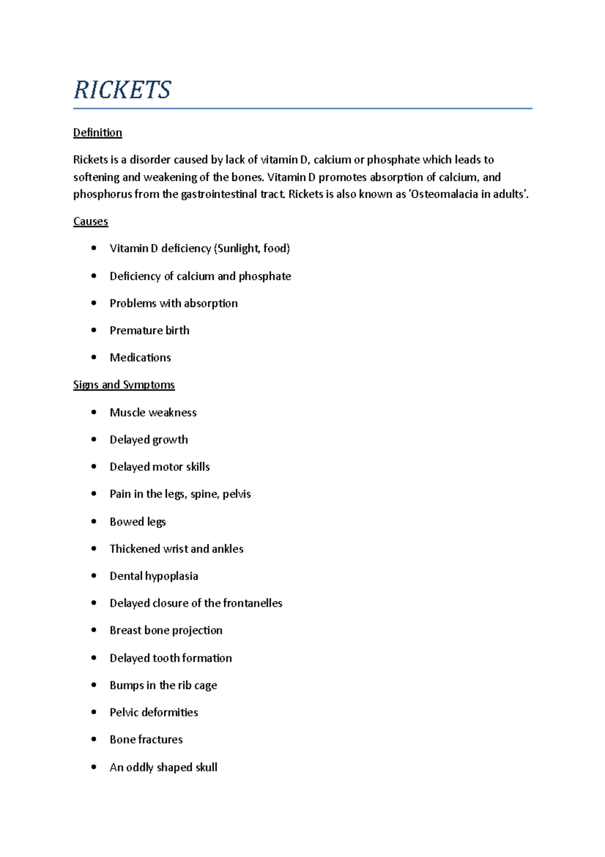 Rickets - RICKETS Definition Rickets is a disorder caused by lack of ...