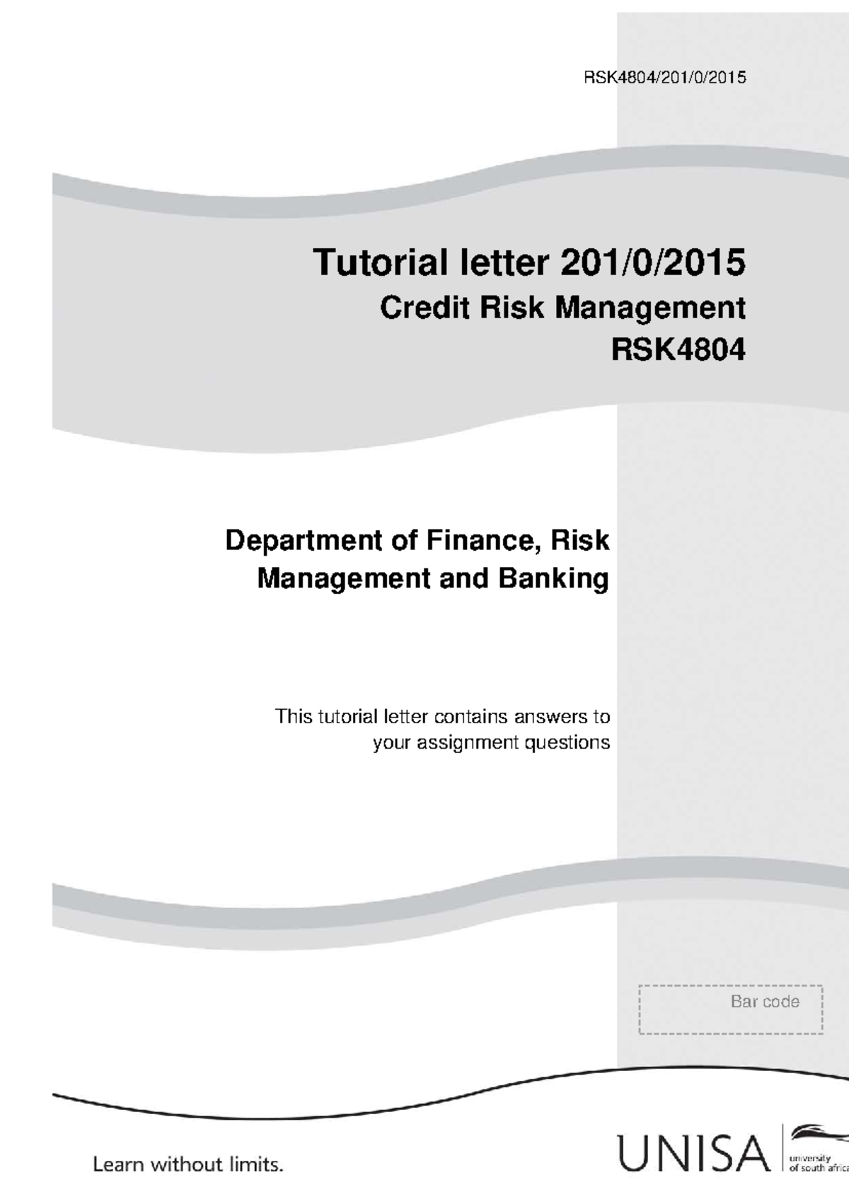 2015 Tutorial Letter - practice material - RSK4804/201/0/ Tutorial ...