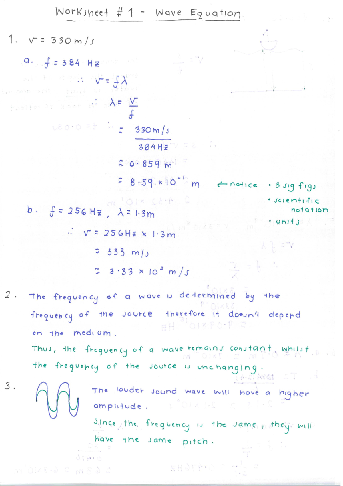 Wave Equation Solutions - Worksheet #1 - Studocu