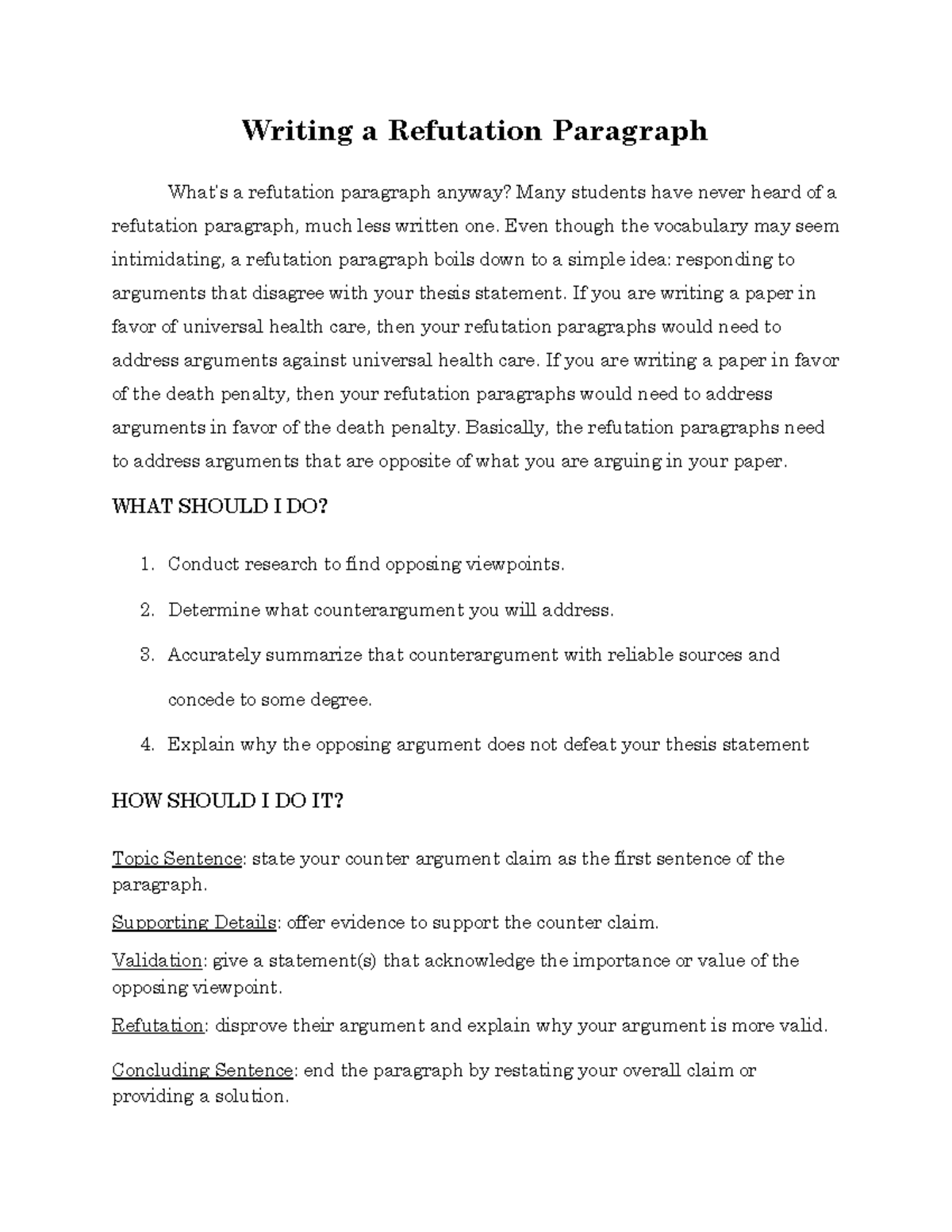 Building a Refutation - Analyzing Counterarguments in Essays - Studocu