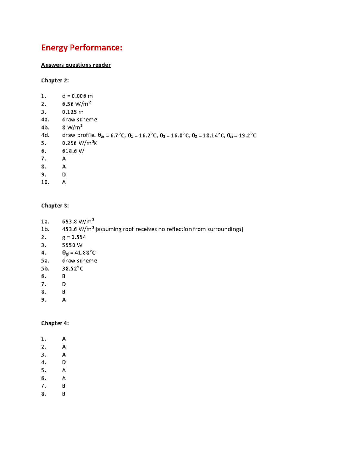 Energy Performance: Answers to Questions Reader (Chapters 2-4 ...