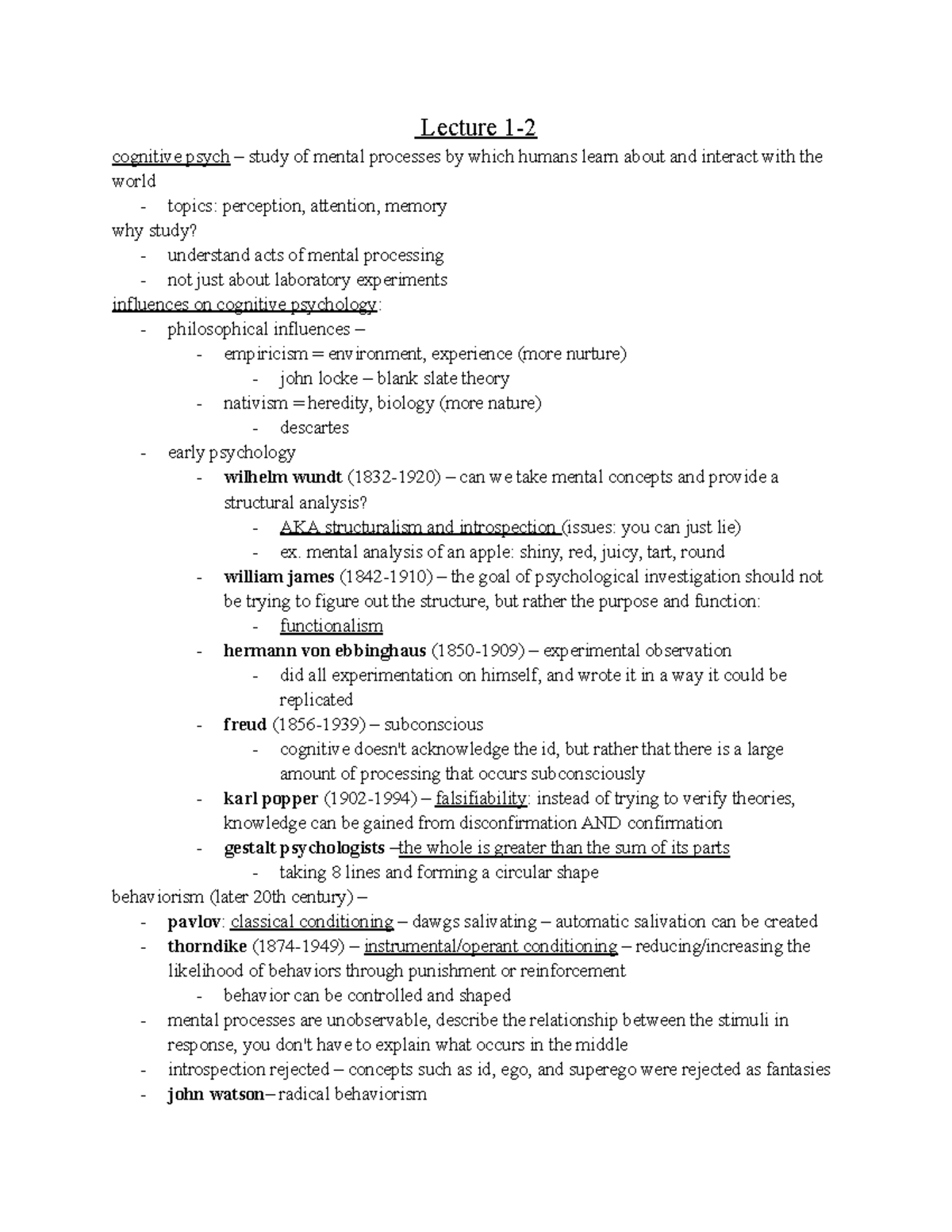 Cognitive Psychology (PSY 101): Chapter 1-3 Exam 1 Study Notes - Studocu