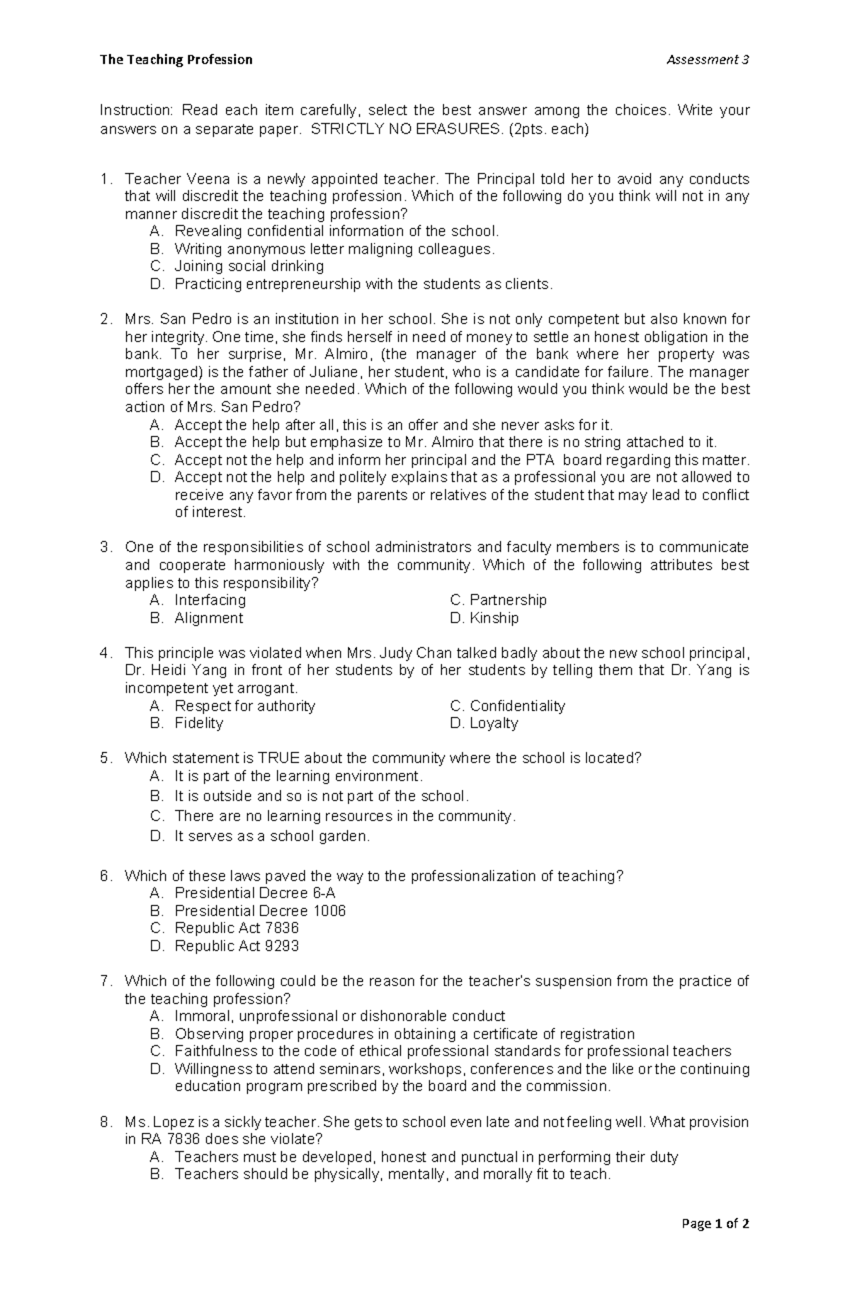 TTP Assessment 3 - Understanding the Teaching Profession - Studocu