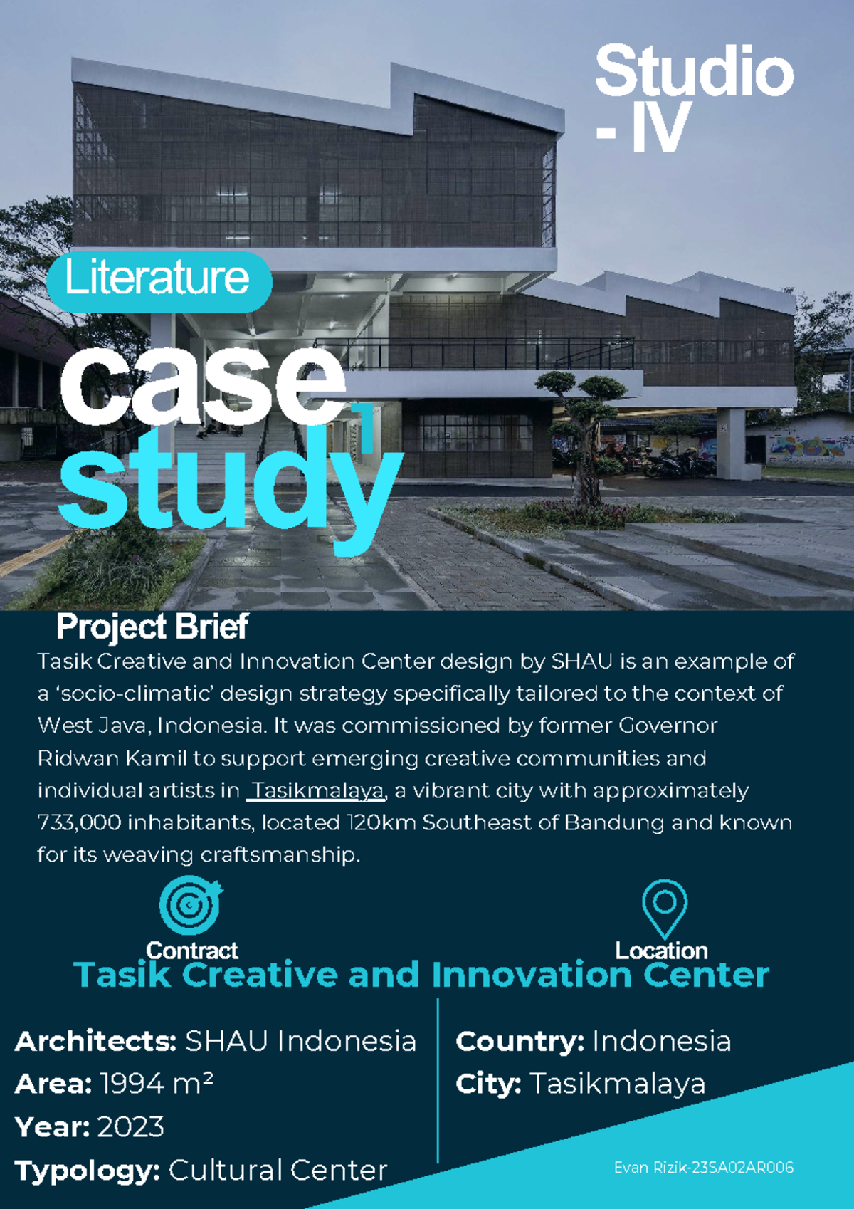 Studio IV Literature Case Study 1: Tasik Creative Center Design - Studocu