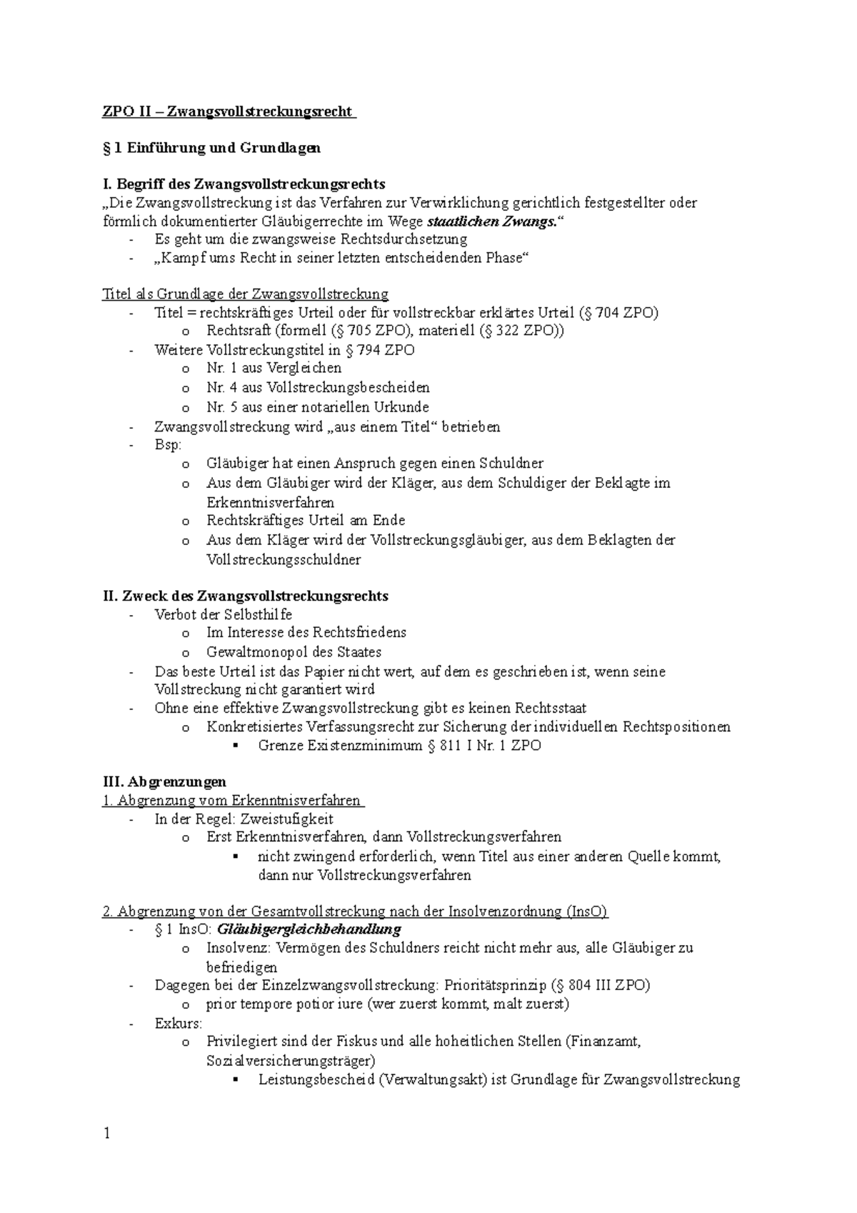 ZPO II  Grundlagen und Rechtsquellen des Zwangsvollstreckungsrechts -  Studocu