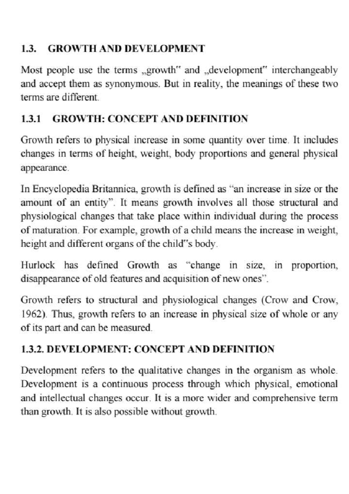 Chapter 2: Fundamentals of Human Development (1.3) - Growth vs ...