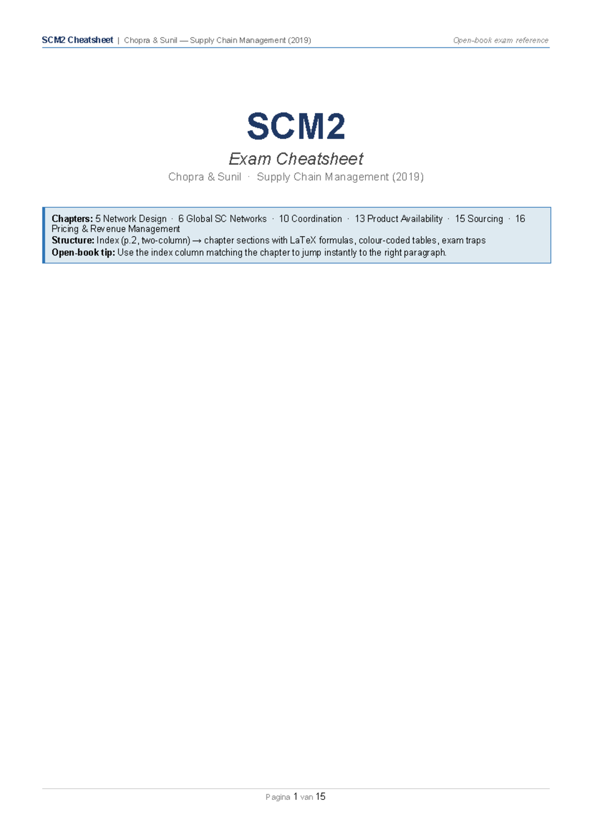 SCM2 Exam Cheatsheet: Comprehensive Summary for Supply Chain Management ...