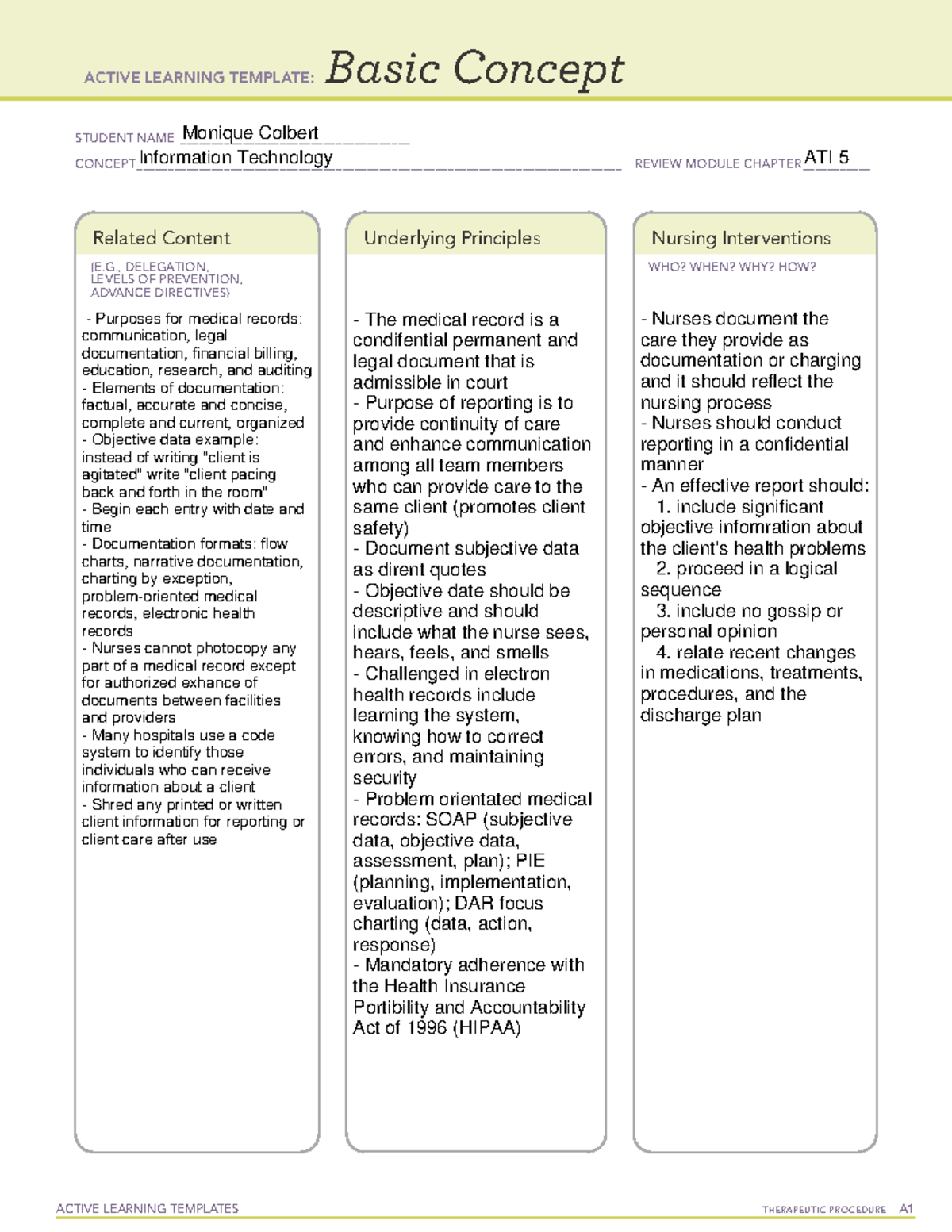 Chapter 5 IT Focus Review Understanding Medical Record Documentation 