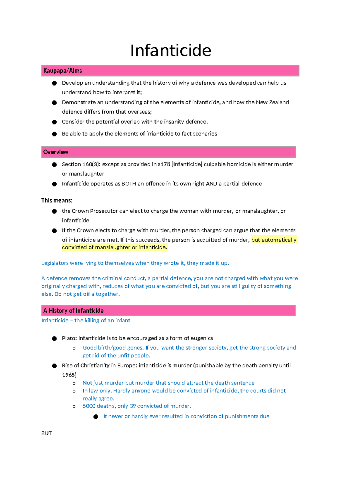 Infanticide Defense in NZ: Legal Framework and Case Analysis (LAW 101 ...