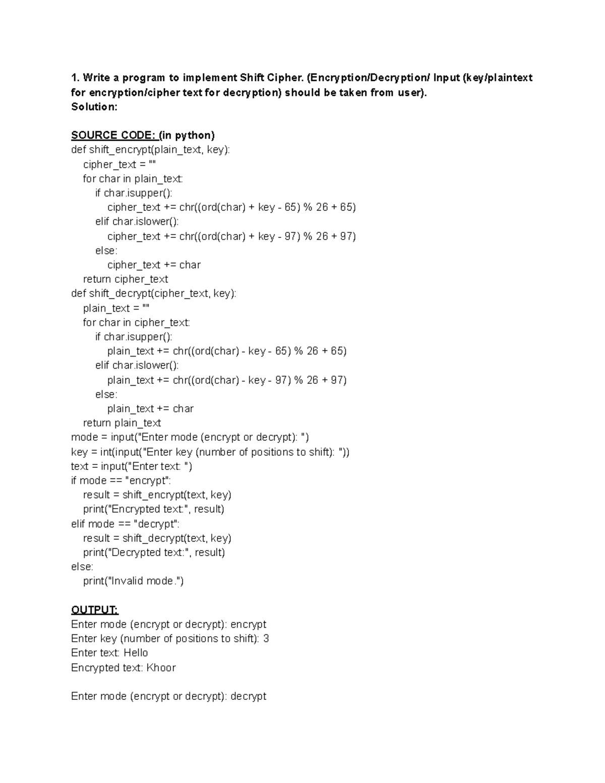 Cryptography CS101 - Lab Report: Cipher Implementations and Algorithms ...