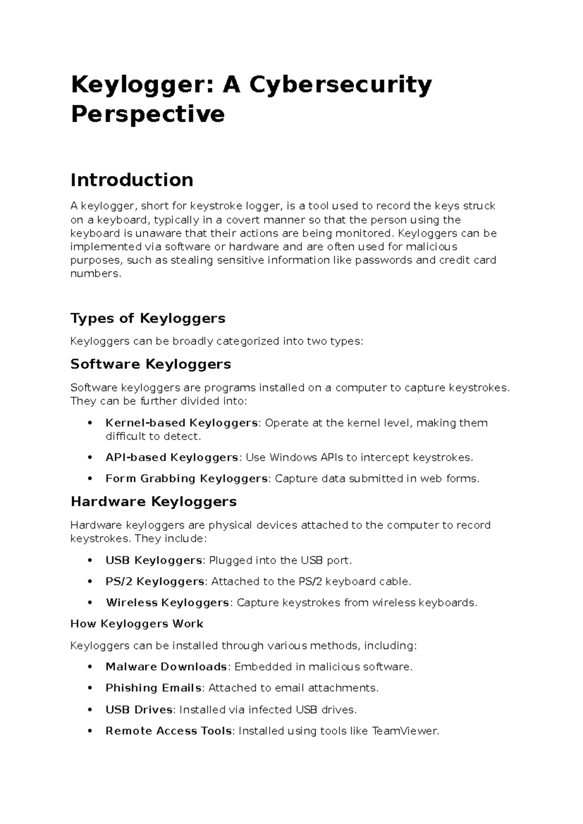 Keylogger: Cybersecurity Analysis and Detection Techniques - Studocu