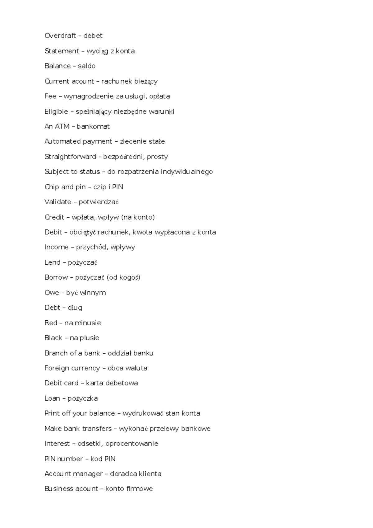 UNIT 2 - Vocabulary for Banking Terms and Concepts - Studocu