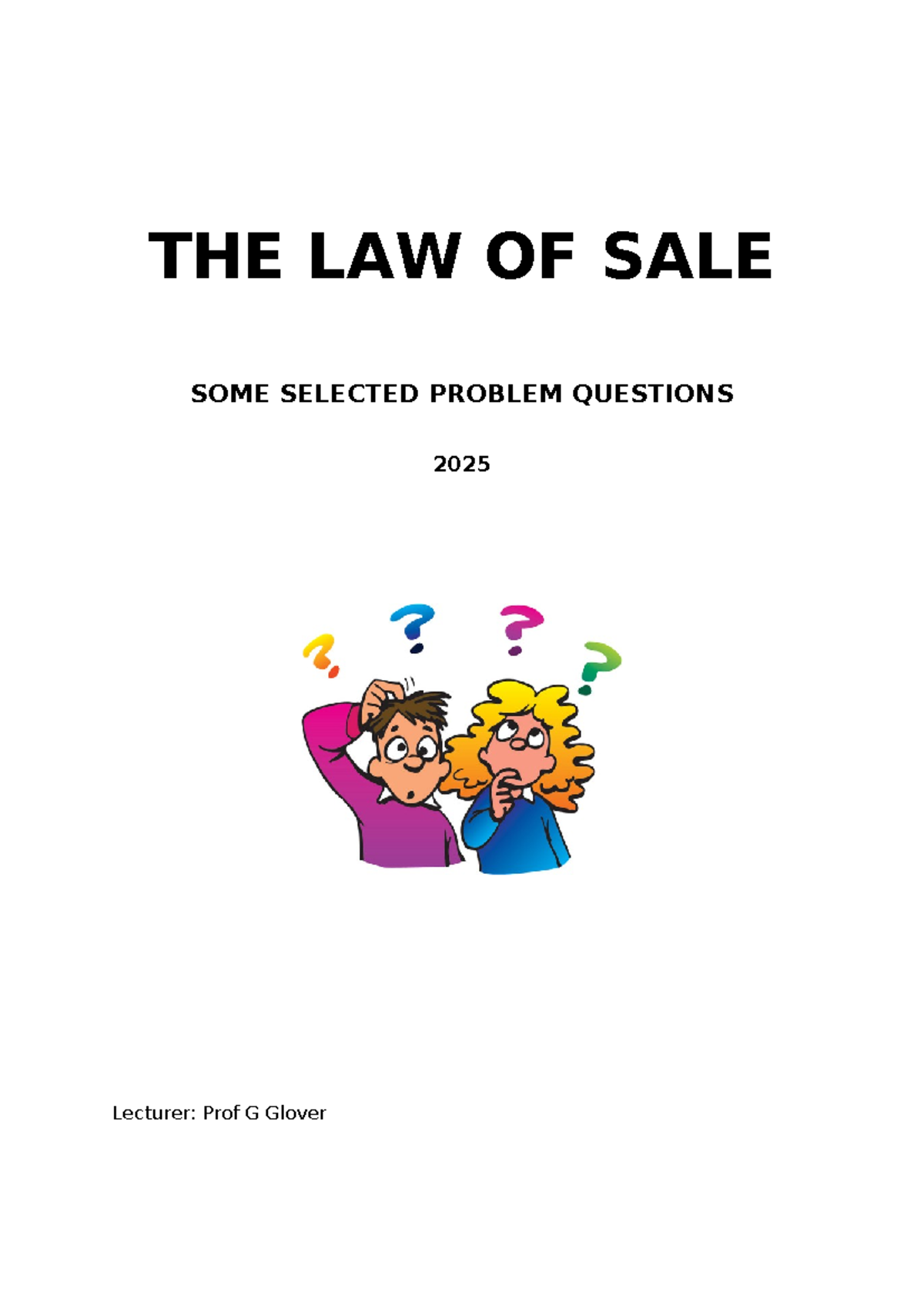 Sale Law Selected Problem Questions 2025: Key Issues & Legal Advice ...