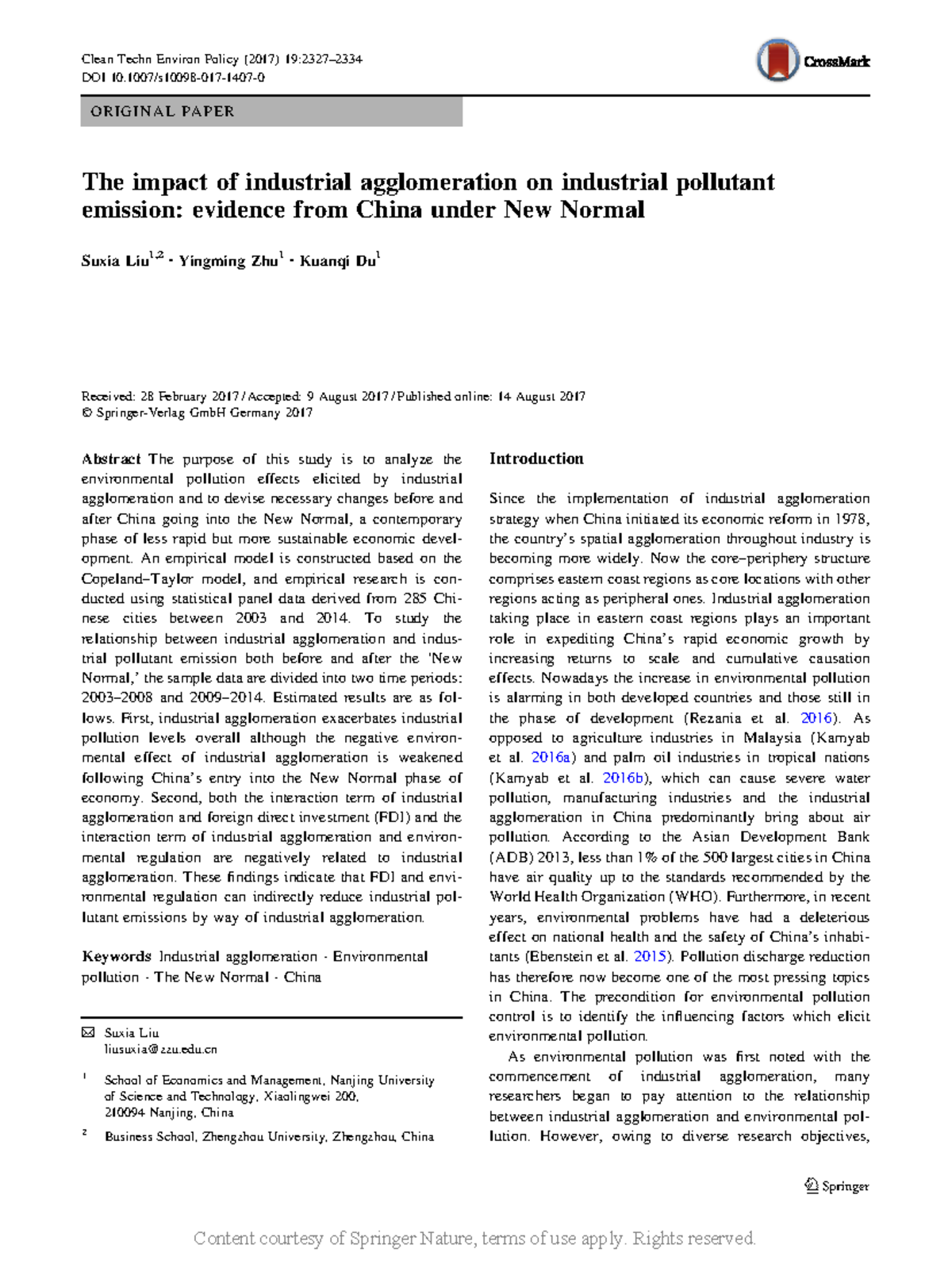 The Impact of Industrial Agglomeration on Pollution Emissions in China ...
