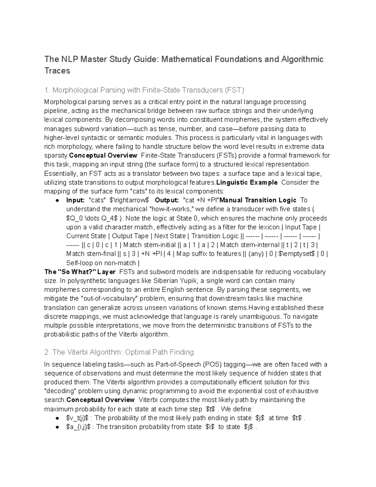 NLP Master Study Guide: Math Foundations & Algorithms (FST, HMM ...