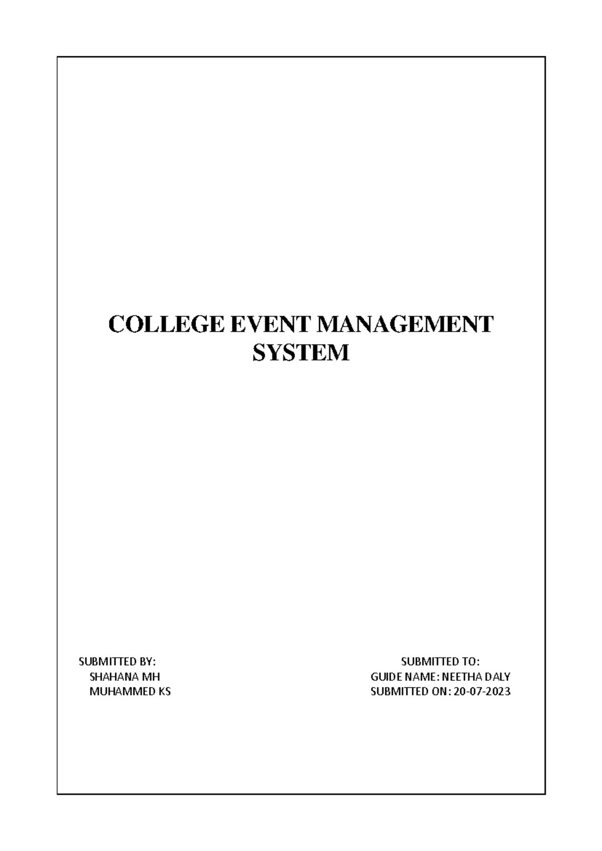 Event Management System Overview - College Project - Studocu